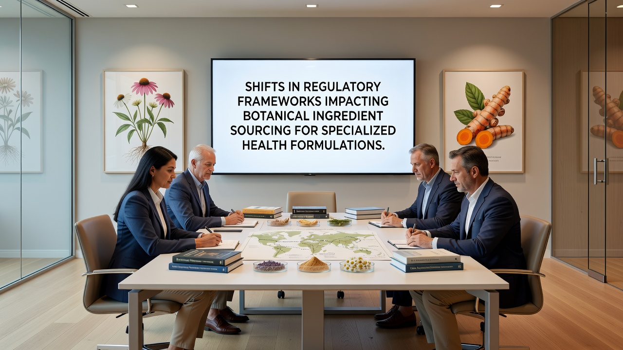 Supply chain workers inspecting botanical harvests under new compliance protocols for health formulations
